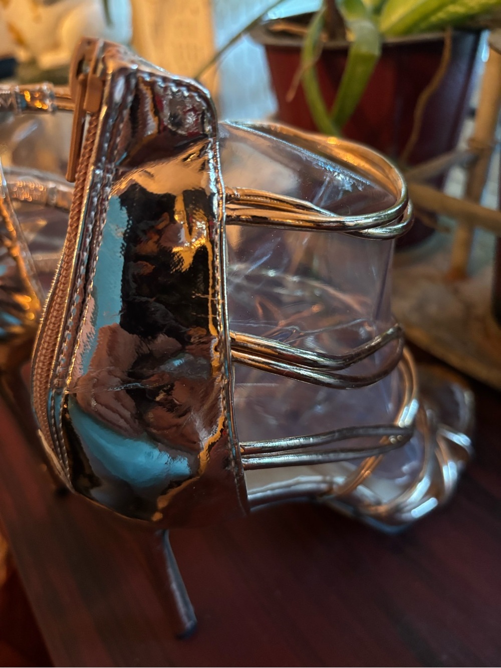 Gold Strappy High Heel Sandals - Women's Elegant Evening Shoes - Picture 6 of 9